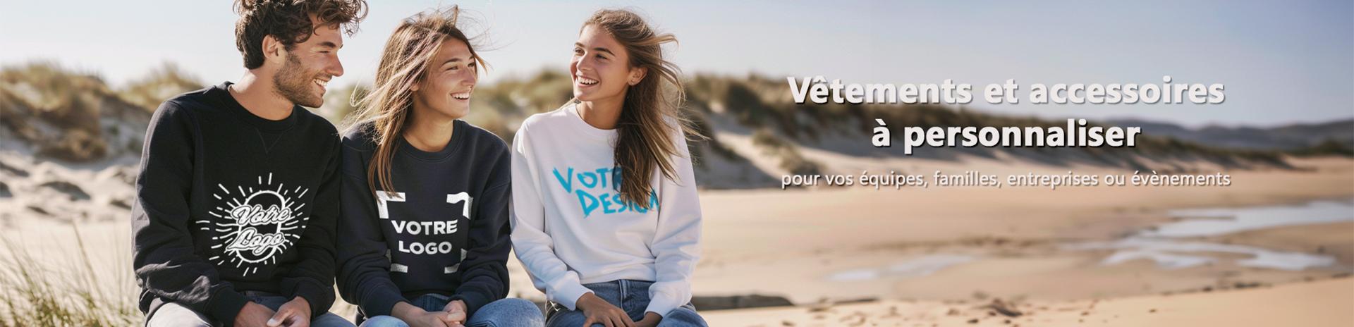 bannière Tunetoo nouveaux tee-shirts personnalisés mars 2024; illustrant des models à la plage portant des t-shirt persoonalisables pas cher