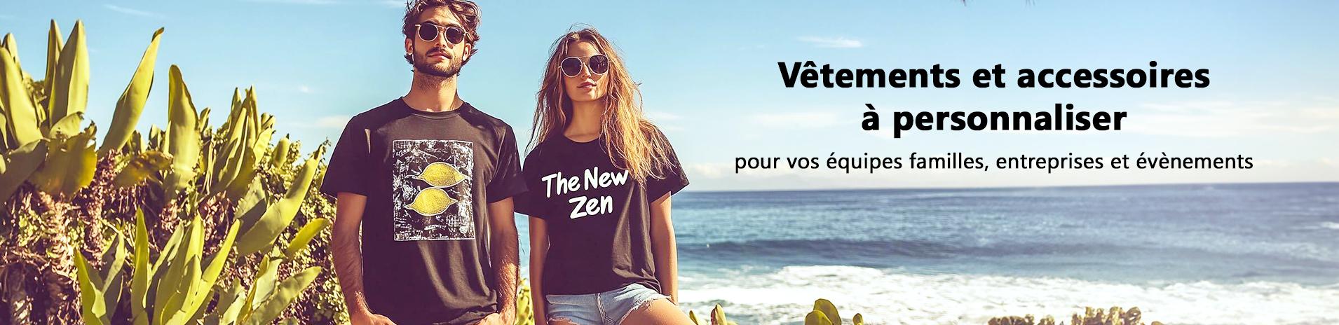 bannière Tunetoo nouveaux tee-shirts personnalisés mars 2024; illustrant des models à la plage portant des t-shirt persoonalisables pas cher