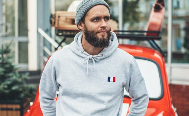 sweatshirt avec drapeau français imprimé