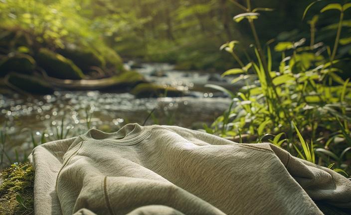 pull personnalisable et écologique, présenté dans un environnement naturel