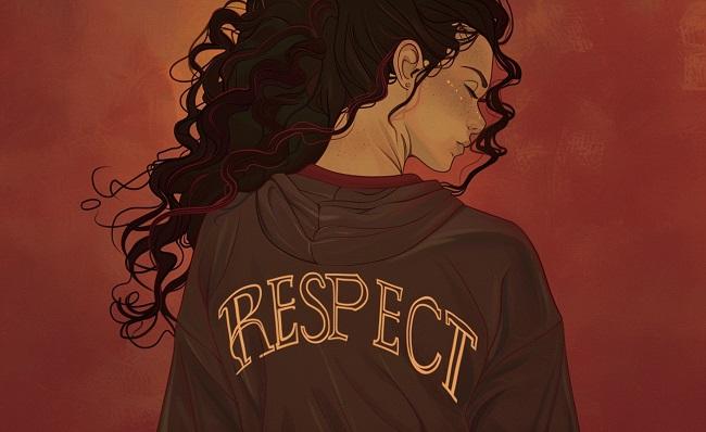 Dessin avec une femme portant un sweat RESPECT