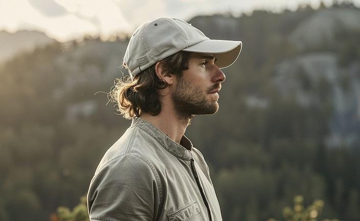 homme portant une casquette écologique