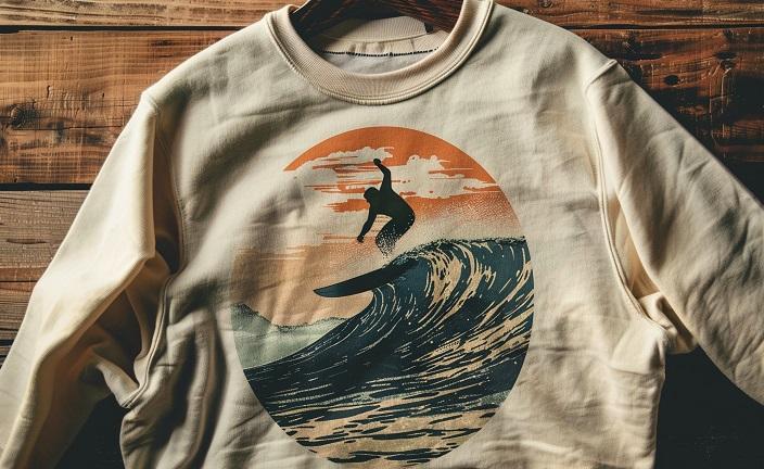 sweatshirt personnalisé façon surfeur du sud-ouest