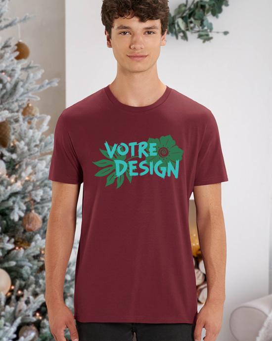 T-shirt Creator imprimé, vu de loin, couleur Burgundy 