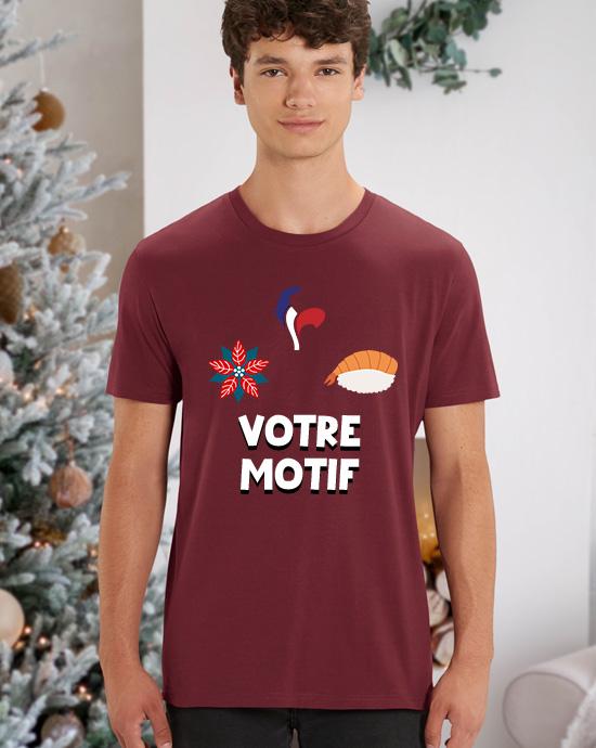 T-shirt Creator imprimé, vu de loin, couleur Burgundy 