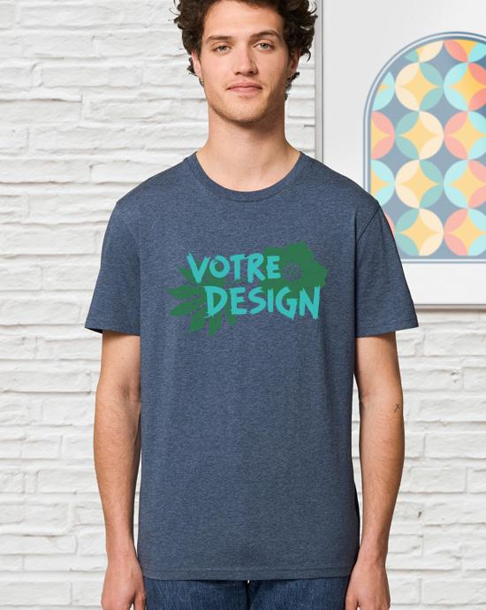 T-shirt Creator imprimé, vu de loin, couleur Dark-Heather-Blue 