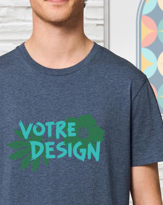 T-shirt Creator imprimé, vu de près, couleur Dark-Heather-Blue 
