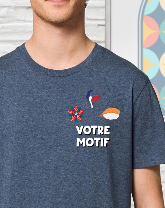 T-shirt Creator imprimé, vu de près, couleur Dark-Heather-Blue 