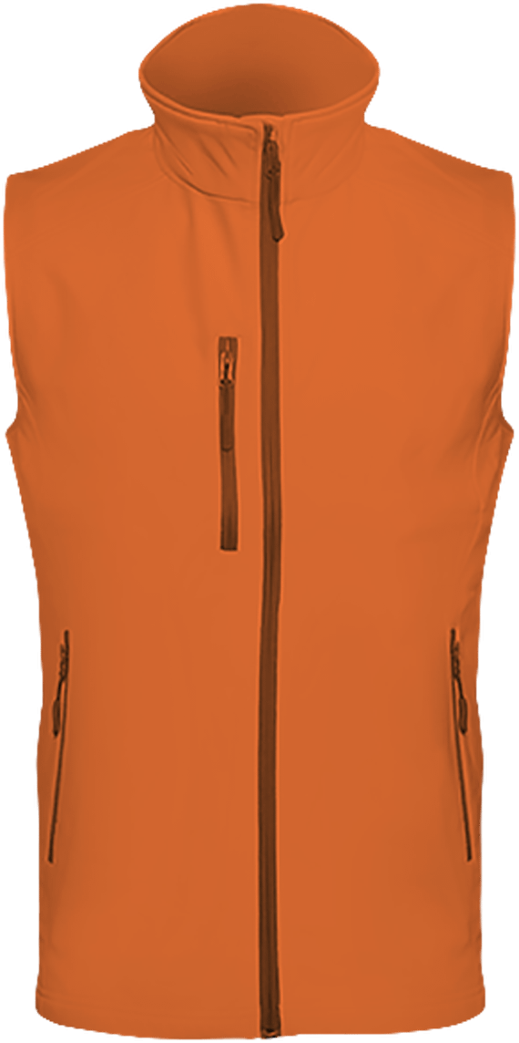 Customizable Men's Sleeveless Softshell Jacket Fluorescent Orange