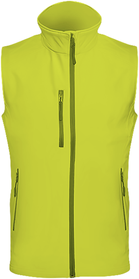 Customizable Men's Sleeveless Softshell Jacket Fluorescent Yellow