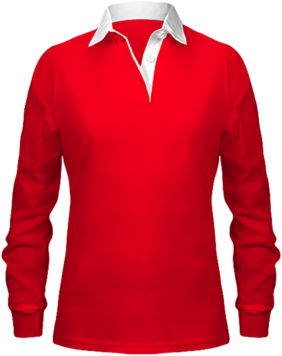 Women's Long Sleeve Rugby Polo Red