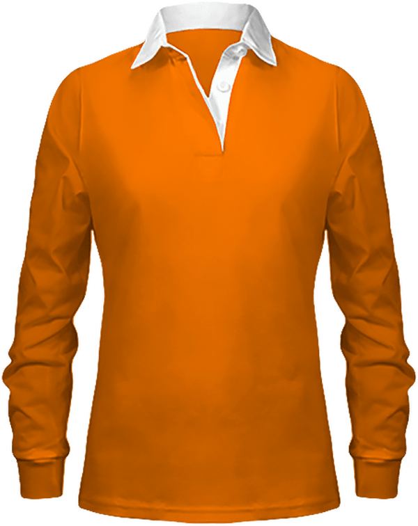 Women's Long Sleeve Rugby Polo Orange