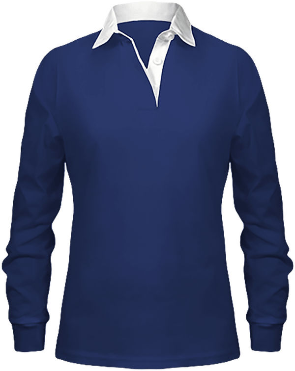 Langarm-Rugby-Polo Frau Navy