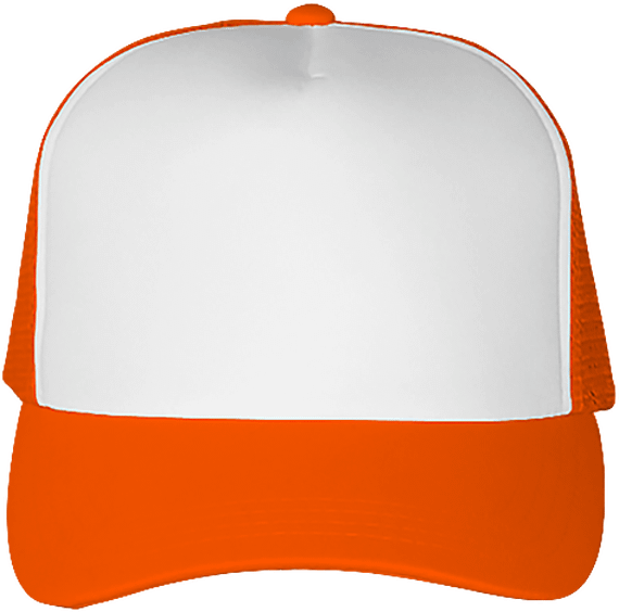 5 Panel Trucker Cap White / Fluorescent Orange