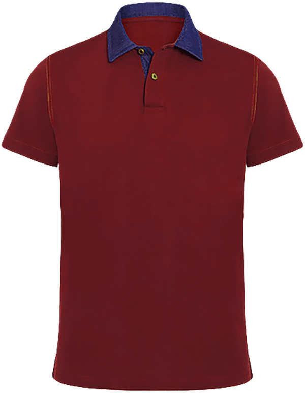 Polo Col Denim Denim / Burgundy