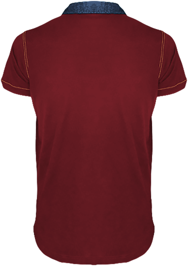 07e10 polo col denim homme dos Denim / Burgundy