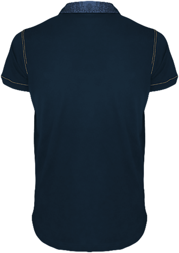 07e10 polo col denim homme dos Denim / Navy