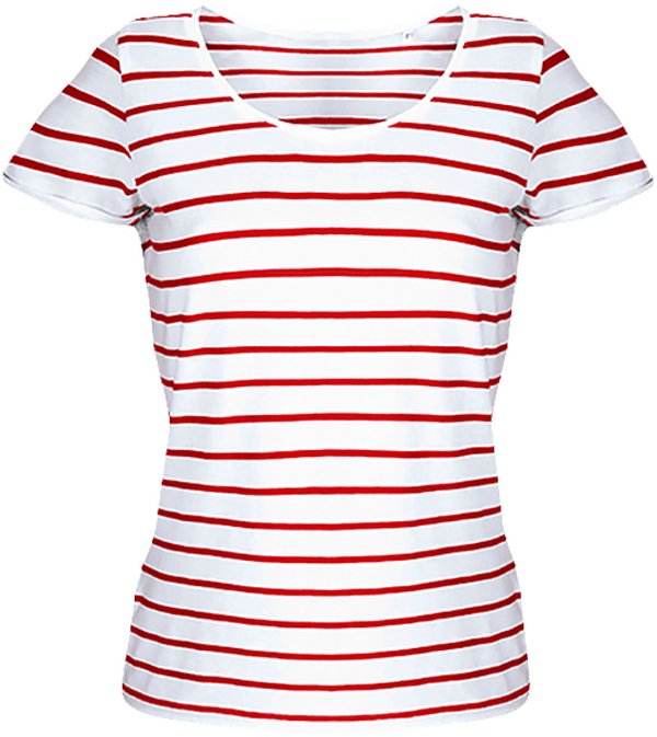 04k50 tee shirt mariniere femme manche courtes ajuste plexus White / Deep Red
