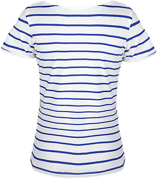 04k50 tee shirt mariniere femme manche courtes ajuste dos White / Blue