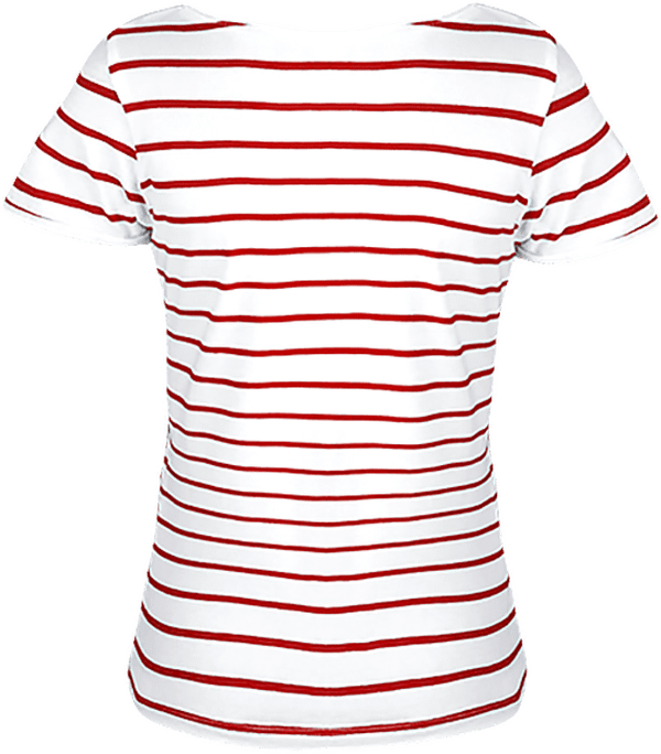 04k50 tee shirt mariniere femme manche courtes ajuste dos White / Deep Red