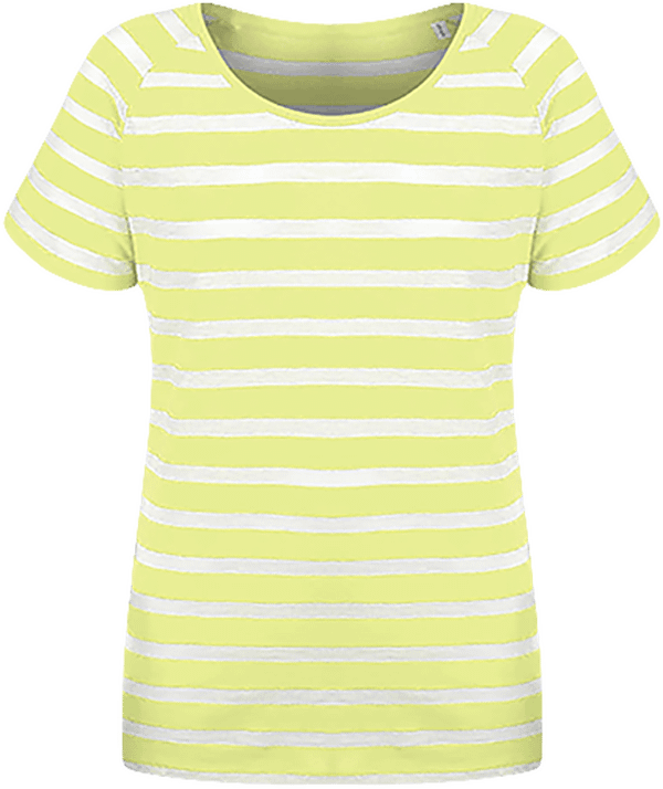 04k51 tee shirt mariniere femme manches courtes loose fit plexus White / Sunny Lime