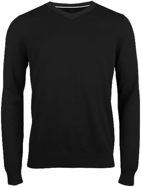 Customizable V-Neck Sweater With Contrasting Elbow Patches On Tunetoo Black