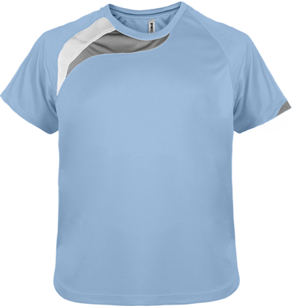 Personnalisez Le T-Shirt De Sport De Votre Enfant Grâce À Tunetoo. Ainsi, Rendez Unique Toutes Ses Activités Sportives. Sky Blue / White / Storm Grey