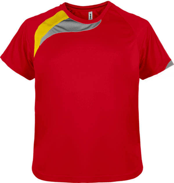 Personnalisez Le T-Shirt De Sport De Votre Enfant Grâce À Tunetoo. Ainsi, Rendez Unique Toutes Ses Activités Sportives. Sporty Red / Sporty Yellow / Storm Grey