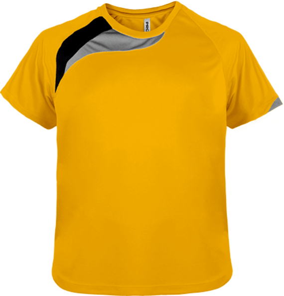 Customize Your Child's Sports T-Shirt With Tunetoo. Make All His Sports Activities Unique. Sporty Yellow / Black / Storm Grey