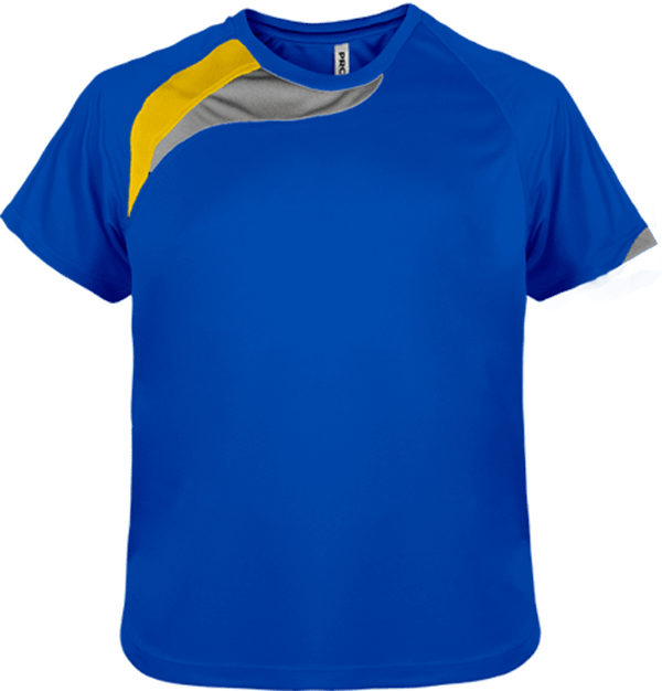 Personnalisez Le T-Shirt De Sport De Votre Enfant Grâce À Tunetoo. Ainsi, Rendez Unique Toutes Ses Activités Sportives. Sporty Royal Blue / Sporty Yellow / Storm Grey