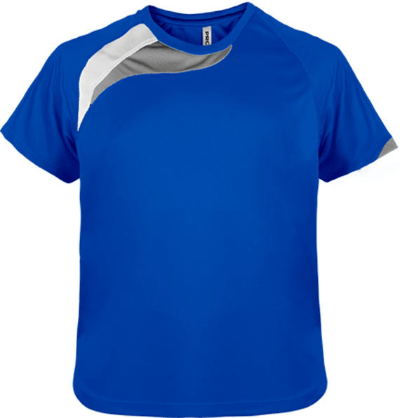 Customize Your Child's Sports T-Shirt With Tunetoo. Make All His Sports Activities Unique. Sporty Royal Blue / White / Storm Grey