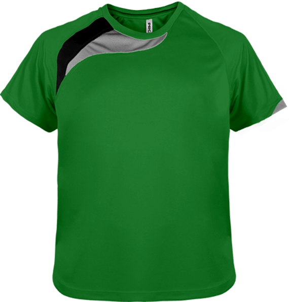 Customize Your Child's Sports T-Shirt With Tunetoo. Make All His Sports Activities Unique. Green / Black / Storm Grey