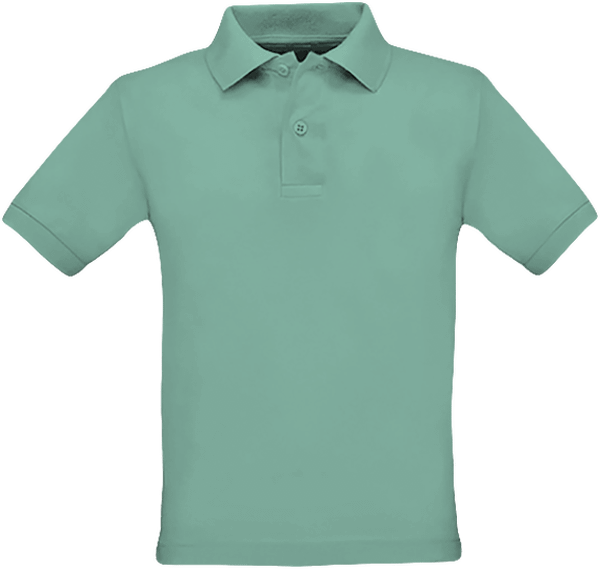 Polo Coupe Enfant | Broderie Et Impression | 100% Coton Pixel Turquoise