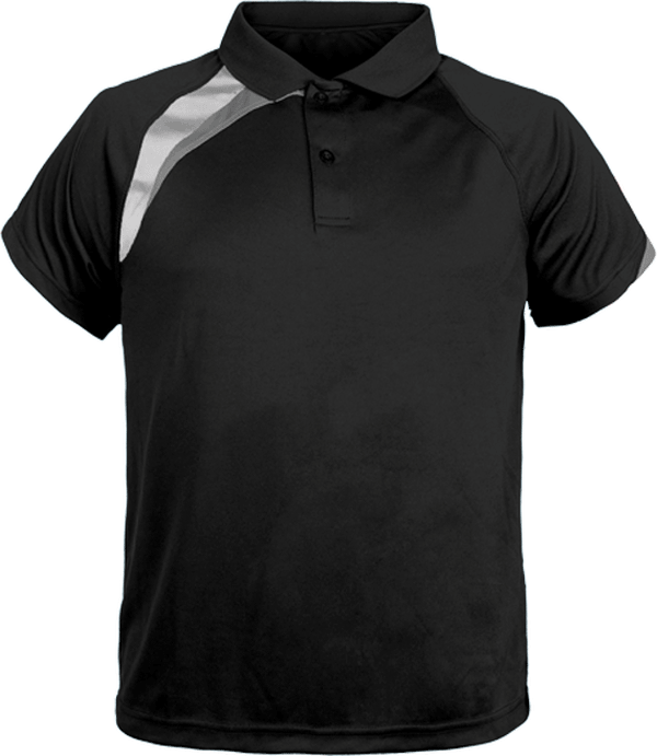 Polo Sport Enfant Tricolore - Polyester, Séchage Rapide - PA458 Black / White / Storm Grey
