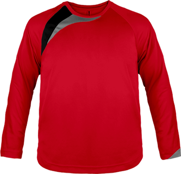 T-shirt Sport Enfant Tricolore - Polyester, Séchage Rapide - PA409 Sporty Red / Black / Storm Grey