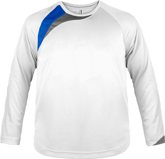 T-shirt de sport enfant manches longues tricolore White / Sporty Royal Blue / Storm Grey