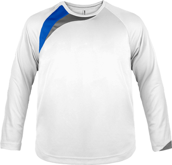T-shirt Sport Enfant Tricolore - Polyester, Séchage Rapide - PA409 White / Sporty Royal Blue / Storm Grey