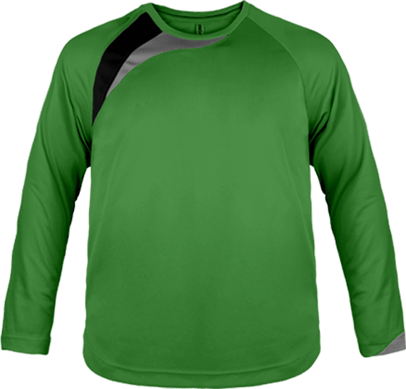 T-shirt de sport enfant manches longues tricolore Green / Black / Storm Grey