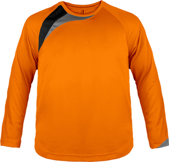 T-shirt de sport enfant manches longues tricolore Orange / Black / Storm Grey