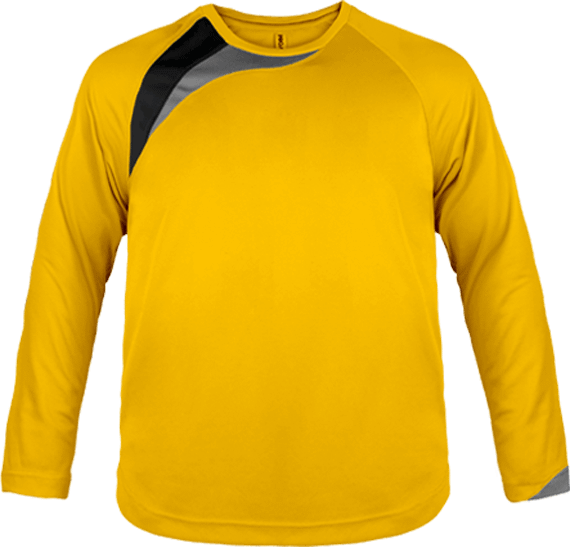T-shirt de sport enfant manches longues tricolore Sporty Yellow / Black / Storm Grey