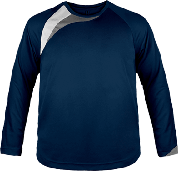 T-shirt Sport Kids long sleeve  three-colour | Tunetoo Sporty Navy / White / Storm Grey
