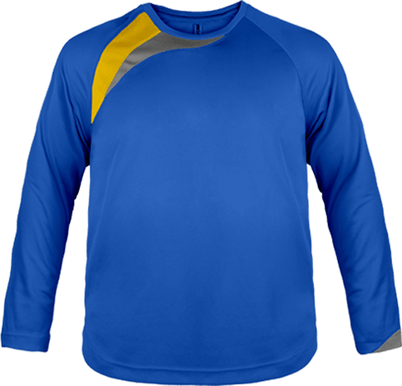 T-shirt de sport enfant manches longues tricolore Sporty Royal Blue / Sporty Yellow / Storm Grey
