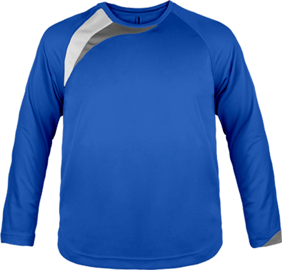 T-shirt de sport enfant manches longues tricolore Sporty Royal Blue / White / Storm Grey
