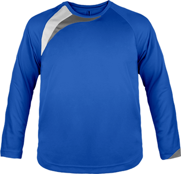 T-shirt Sport Enfant Tricolore - Polyester, Séchage Rapide - PA409 Sporty Royal Blue / White / Storm Grey