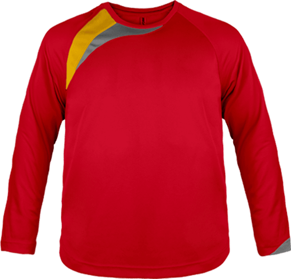 T-shirt Sport Enfant Tricolore - Polyester, Séchage Rapide - PA409 Sporty Red / Sporty Yellow / Storm Grey