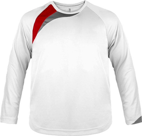 T-shirt de sport enfant manches longues tricolore White / Sporty Red / Storm Grey