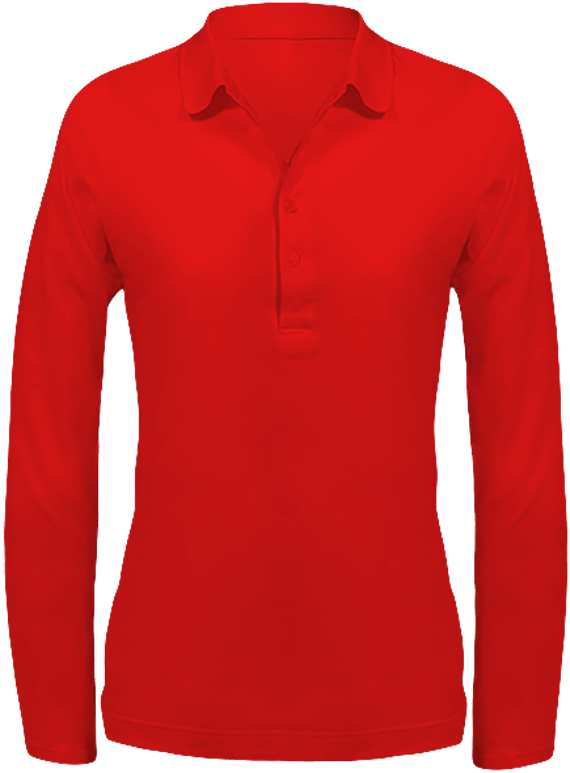 Women's Long Sleeve Polo Red