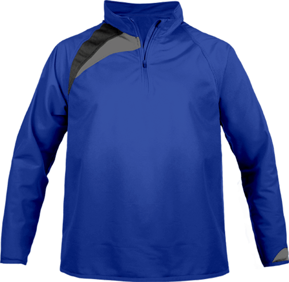 Sweatshirt Training Kids tricolour 3/4 sleeve with zip | Tunetoo Sporty Royal Blue / Black / Storm Grey