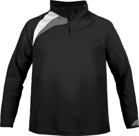 Sweatshirt Training Kids tricolour 3/4 sleeve with zip | Tunetoo Black / White / Storm Grey