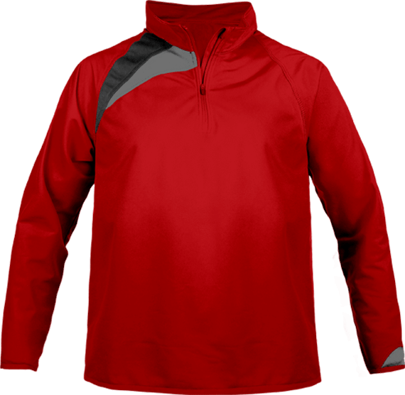 Sweatshirt Training Kids tricolour 3/4 sleeve with zip | Tunetoo Sporty Red / Black / Storm Grey